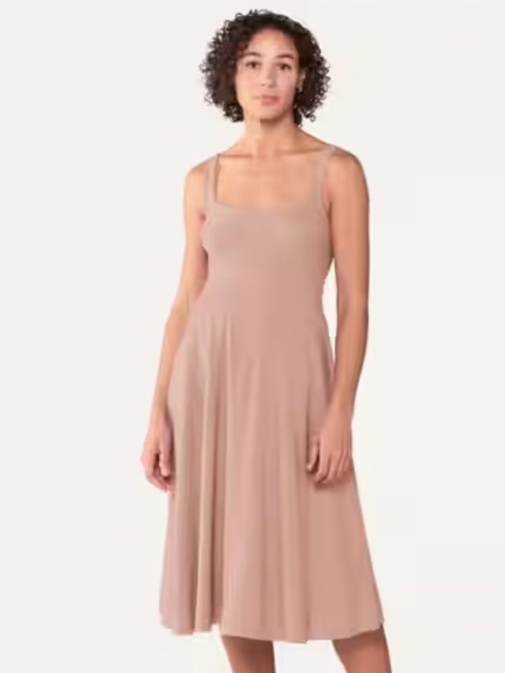 Beyond Yoga Featherweight At The Ready Square Neck Dress in Rosy Taupe